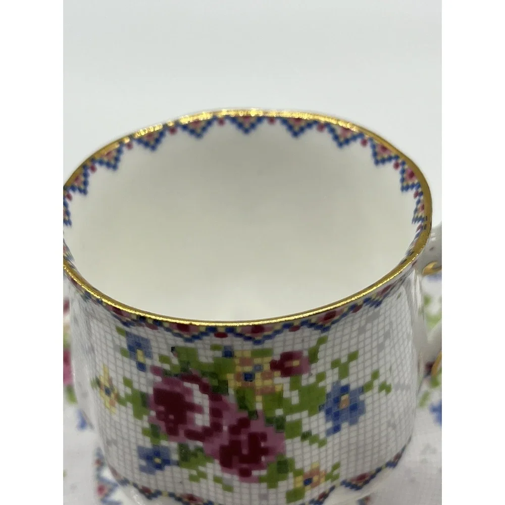 Vintage Royal Albert Petit Point China Small Demitasse Tea Cup & Saucer
